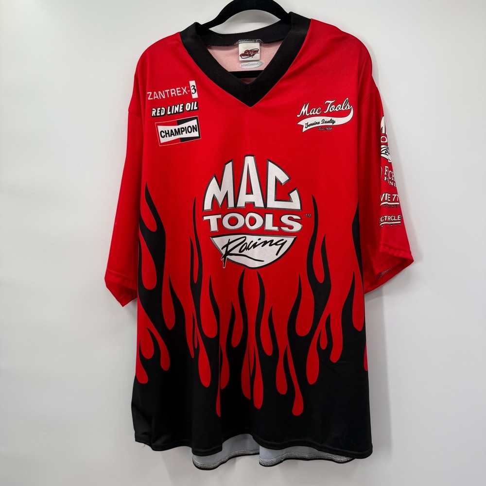 Outer Circle Mens 3XL Racing Jersey Red Black Mac Tools Flame Pit Shirt